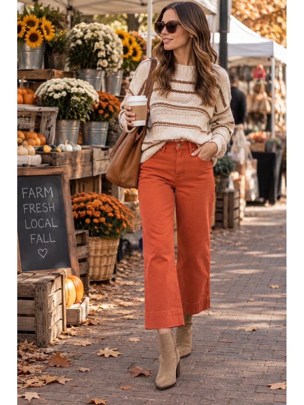 Madewell Slim Emmett Wide Leg Crop Pants 26P Orange Cotton Stretch